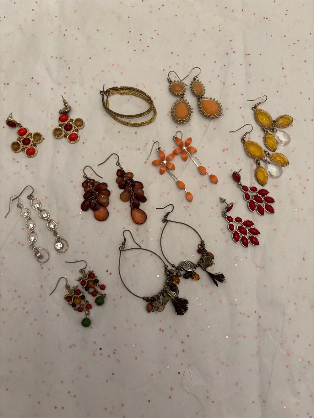 Mixed Red,‎ Orange and Yellow Womens Fashion Earrings Set - Multi-Color